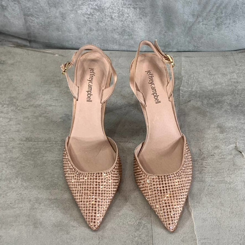 Jeffrey Campbell Women's Blush Zivote Rhinestone Pointed-Toe Slingback Pumps SZ7 - Picture 4 of 9